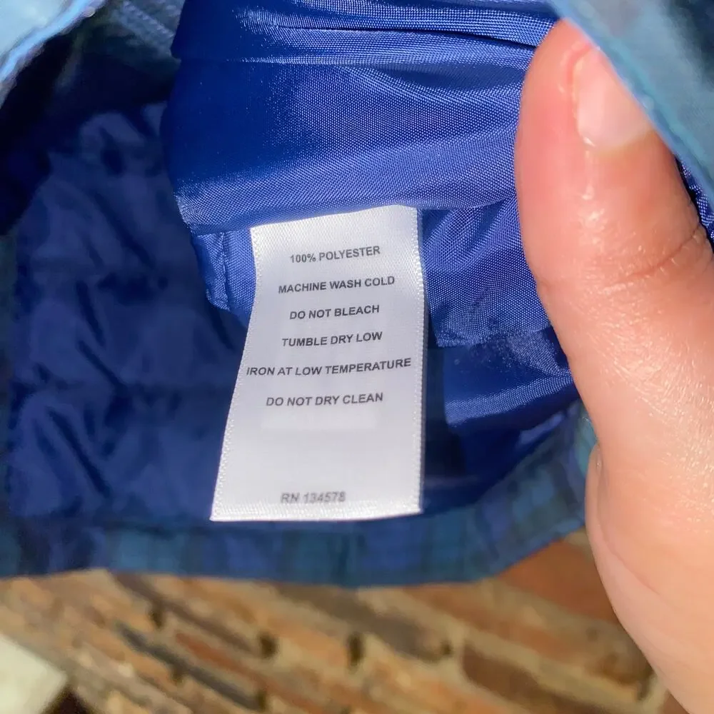Vineyard Vines Girls Blue Green Plaid Quilted Puffer Vest Youth Size Small